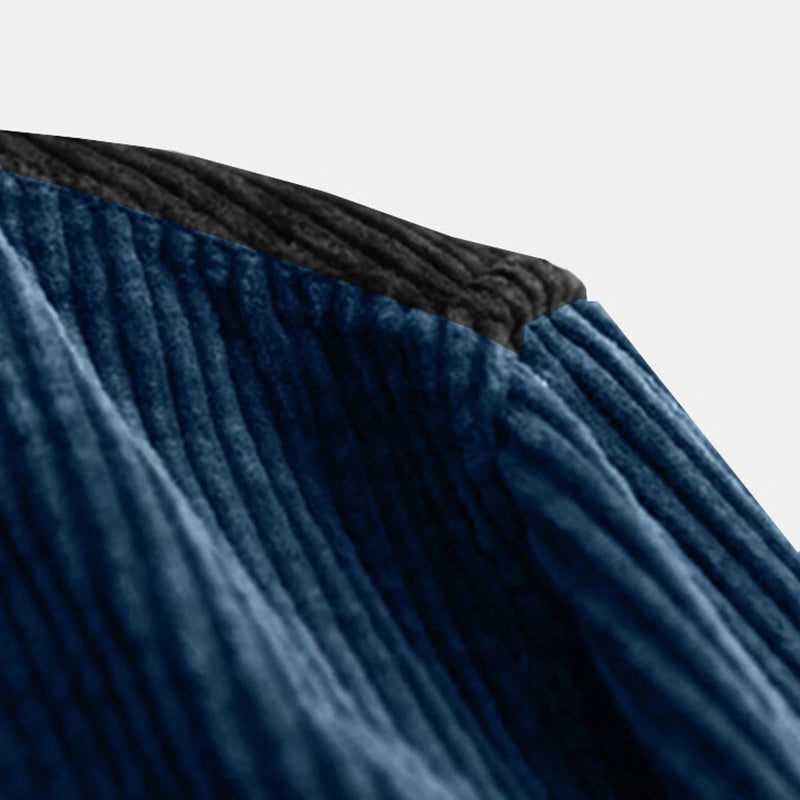 Mens Patchwork Double Pocket Loose Long Sleeve Shirts