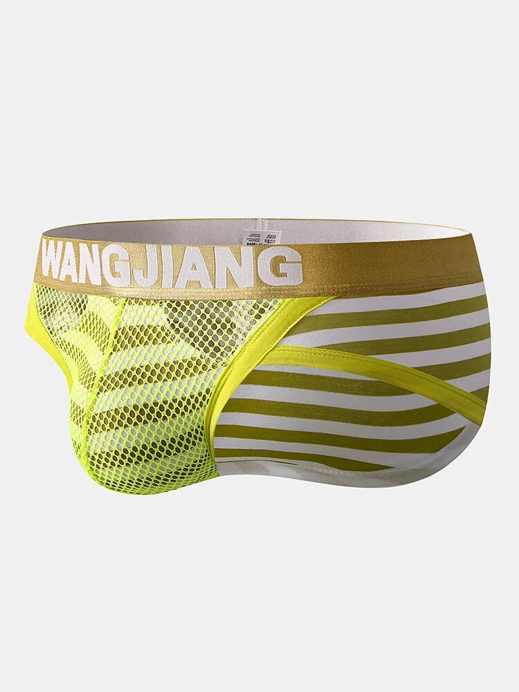 2 Pack Sexy Mens Striped Cotton U Shaped Pouch Briefs