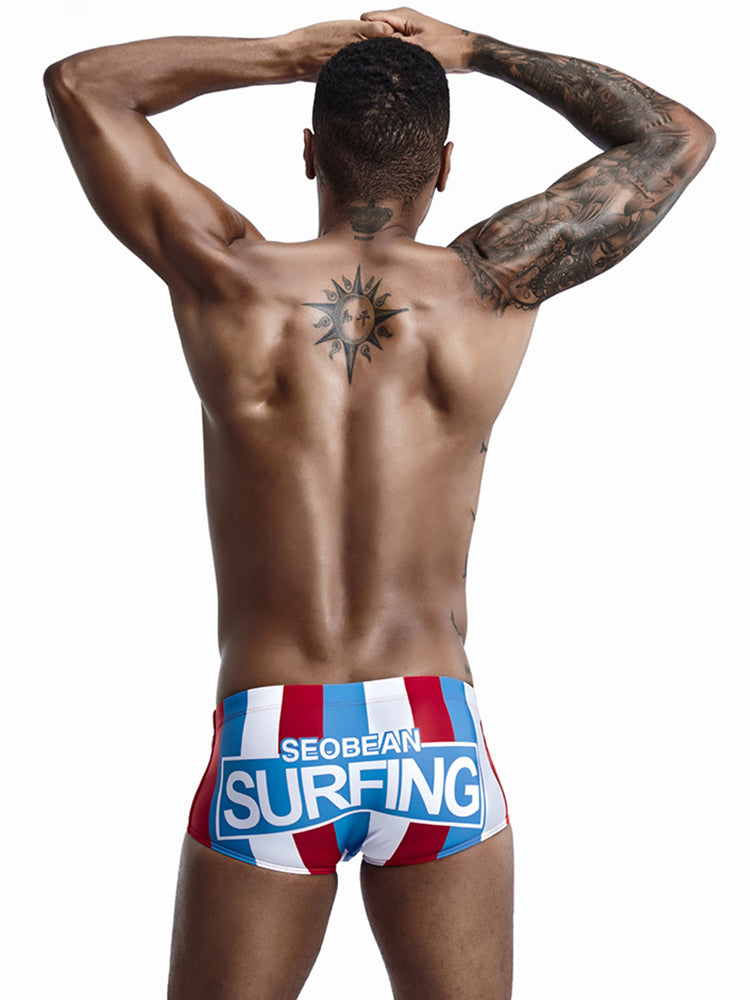 Mens Sexy Breathable Soft Stripe Swim Briefs