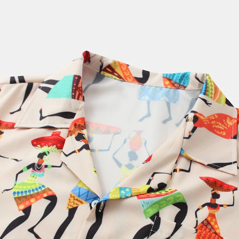 Mens Ethnic Egyptian Dancing Printed Shirt