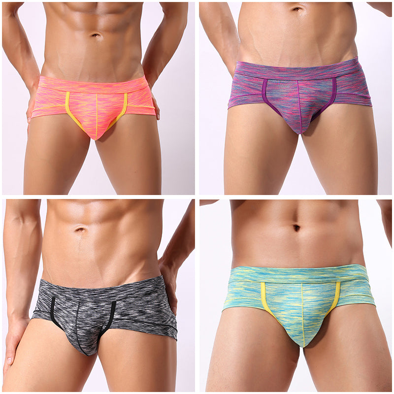 4Pcs Cotton Striped U-convex Pouch Briefs