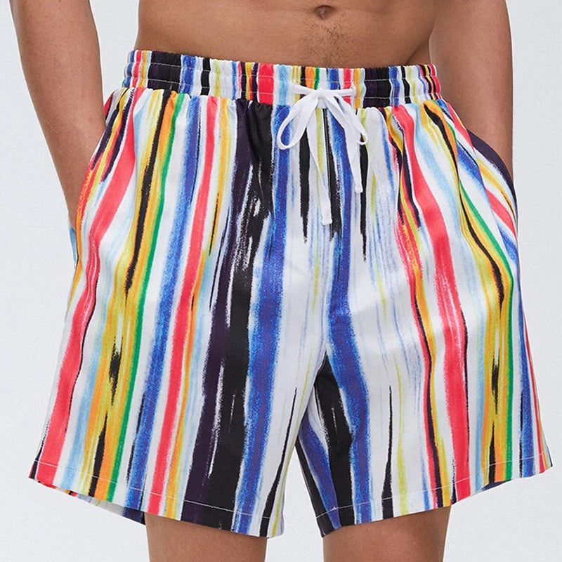 Men Graffiti Stripe Shorts Quick Drying Shorts