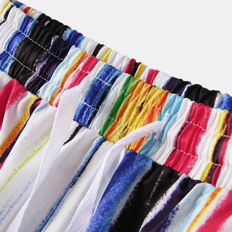 Men Graffiti Stripe Shorts Quick Drying Shorts