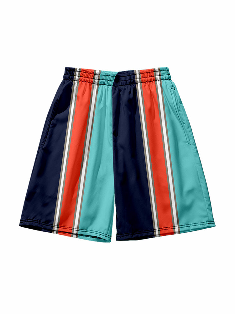 Mens Novelty & Basic Stripes Quick Dry Beach Shorts