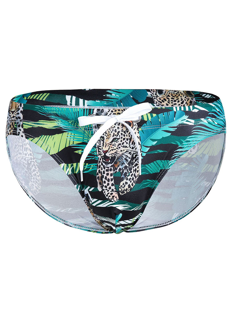 Mens Bulge Pouch Surfing Printed Bohemian Swim Briefs