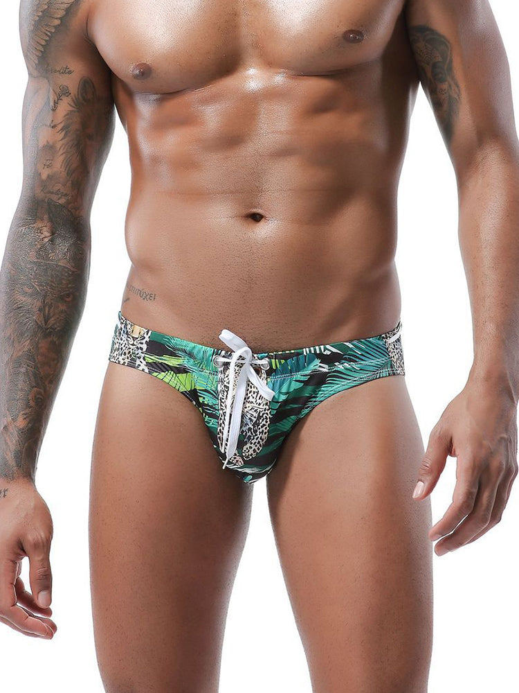 Mens Bulge Pouch Surfing Printed Bohemian Swim Briefs
