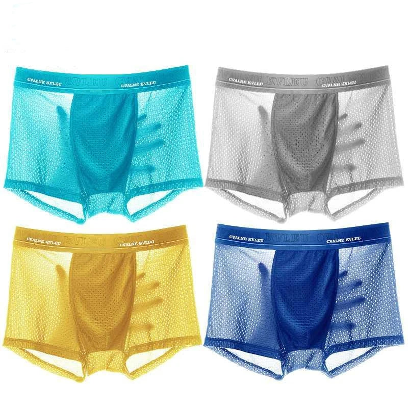 4Pcs Mesh Breathable Ice Silk Underwear Boxer