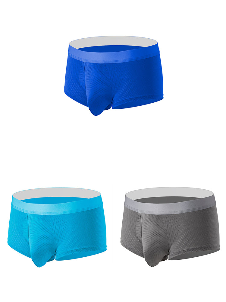 Men’s 3 Pack Fly Big Pouch Breathable Trunks