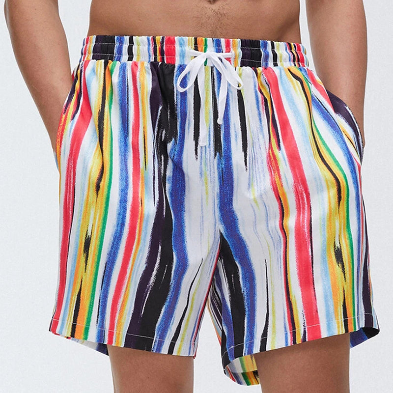 Men Graffiti Stripe Shorts Quick Drying Shorts