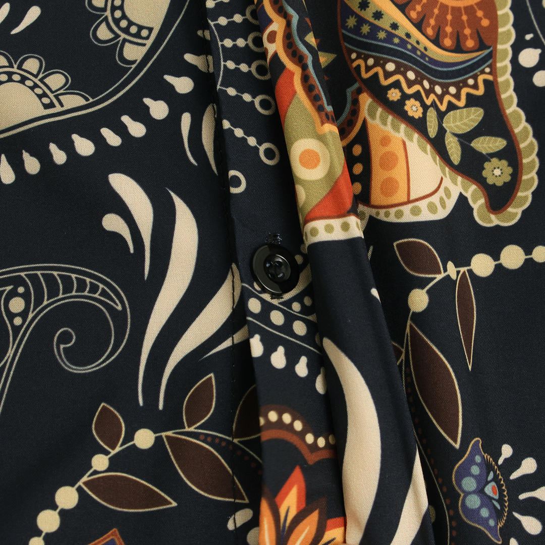 Mens Ethnic Style Flower Printed Shirts