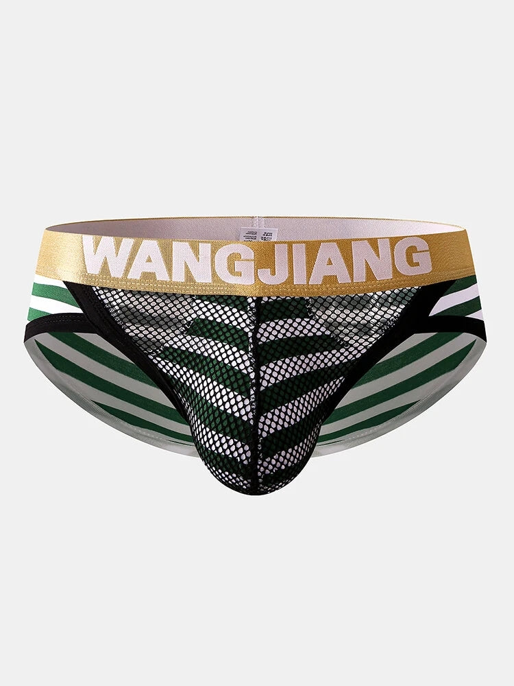2 Pack Sexy Mens Striped Cotton U Shaped Pouch Briefs