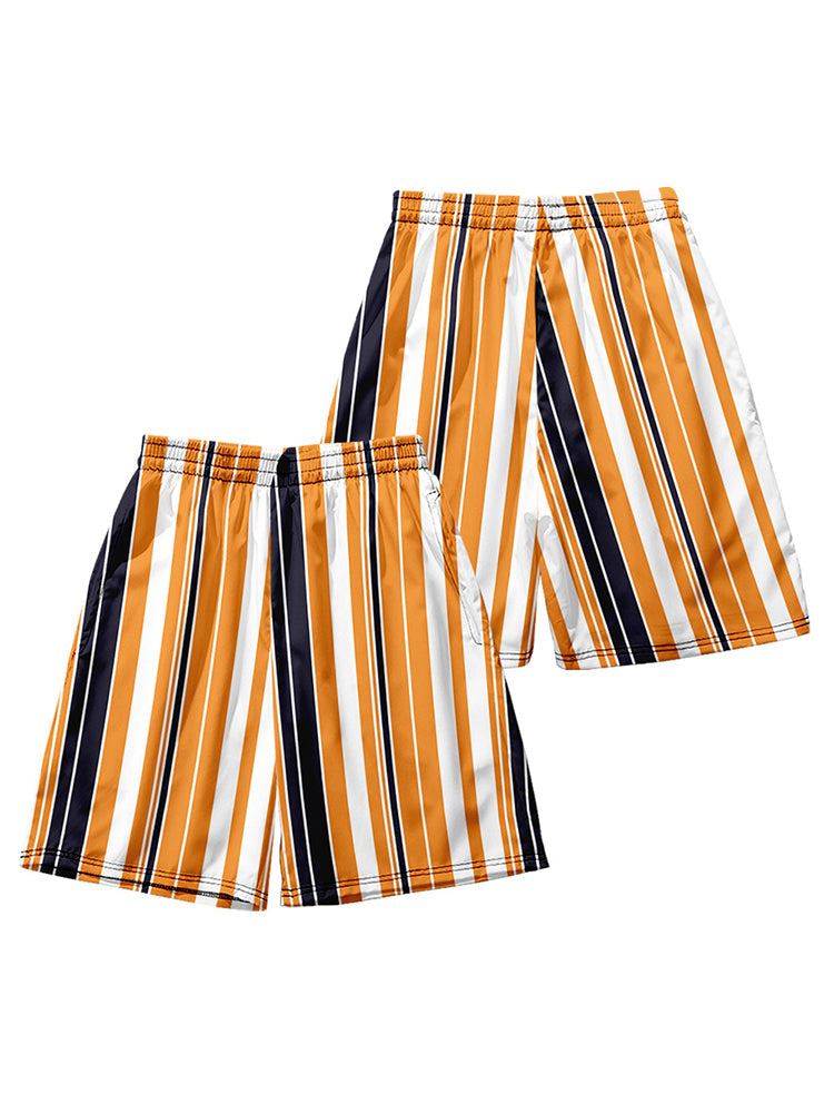 Mens Colorful Stripe Printing Breathable Beach Shorts