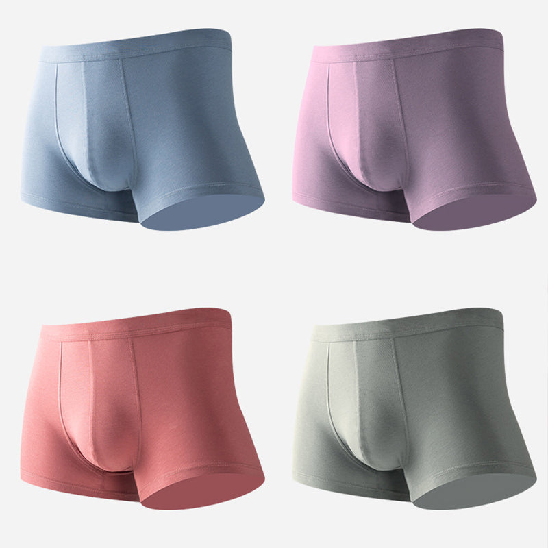 4Pcs Modal Pure Color Thin U Convex Boxer Briefs For Men