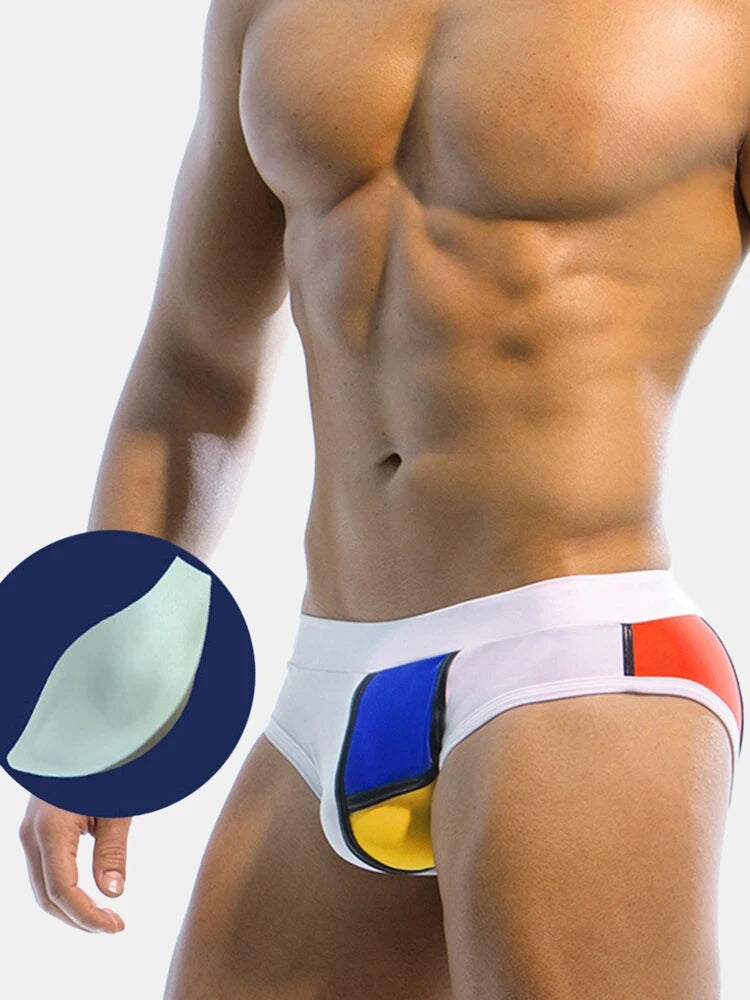 Mens Sexy Bulge Pouch Paded Swim Briefs