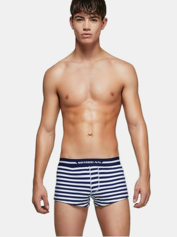 Men's Striped Casual Loungewear Loose Boxer Briefs