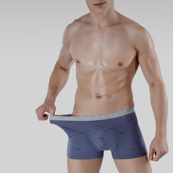 4Pcs Soft Cotton Printed Mid-waist Men's Boxer Briefs