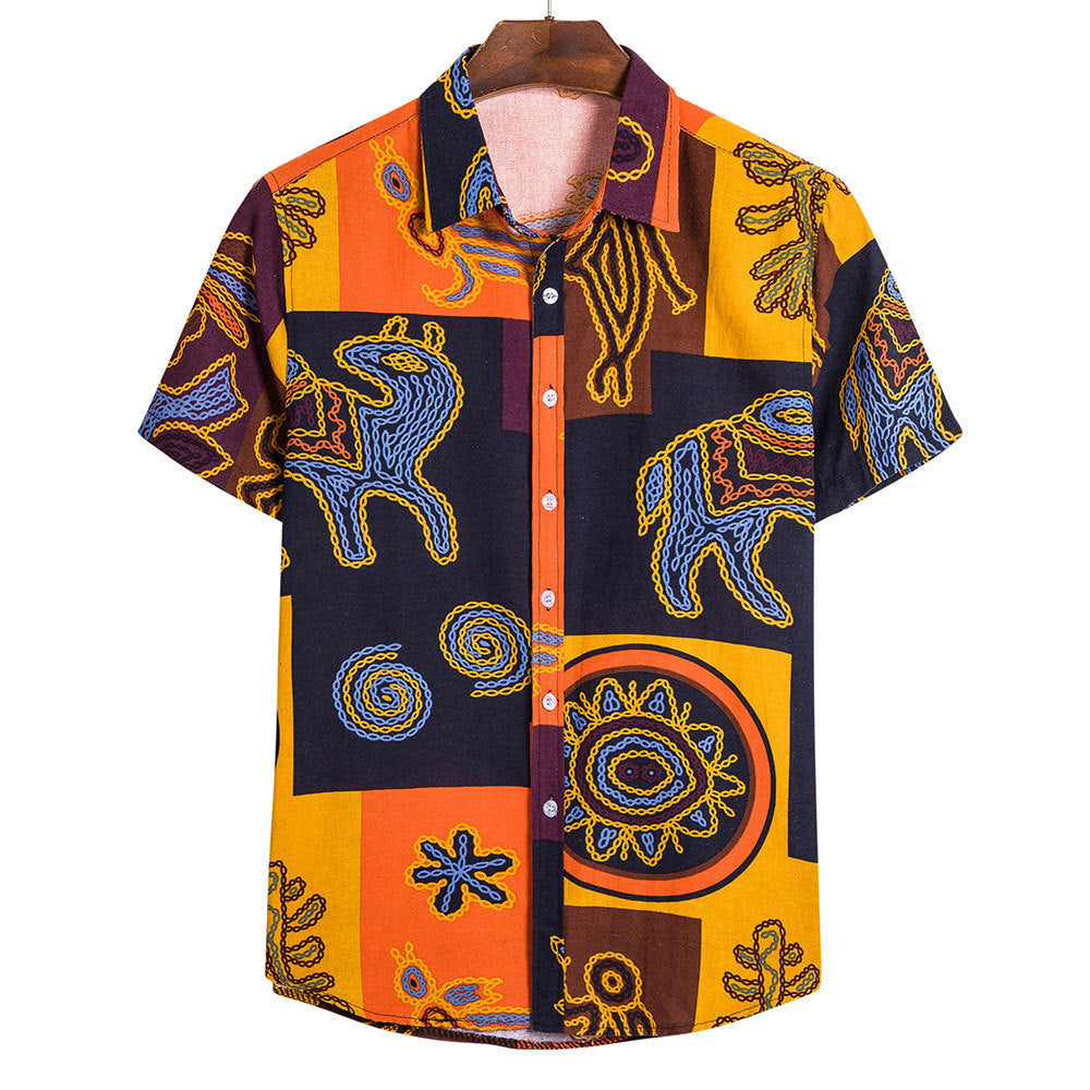 Mens Ethnic Style Ptinting Casual Shirts