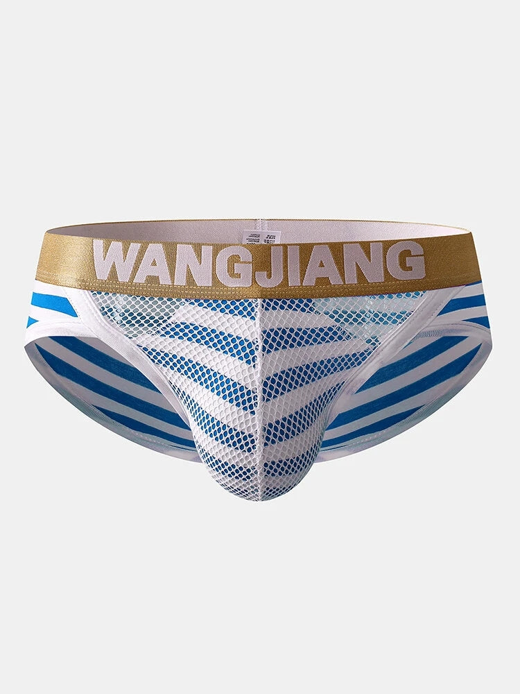 2 Pack Sexy Mens Striped Cotton U Shaped Pouch Briefs