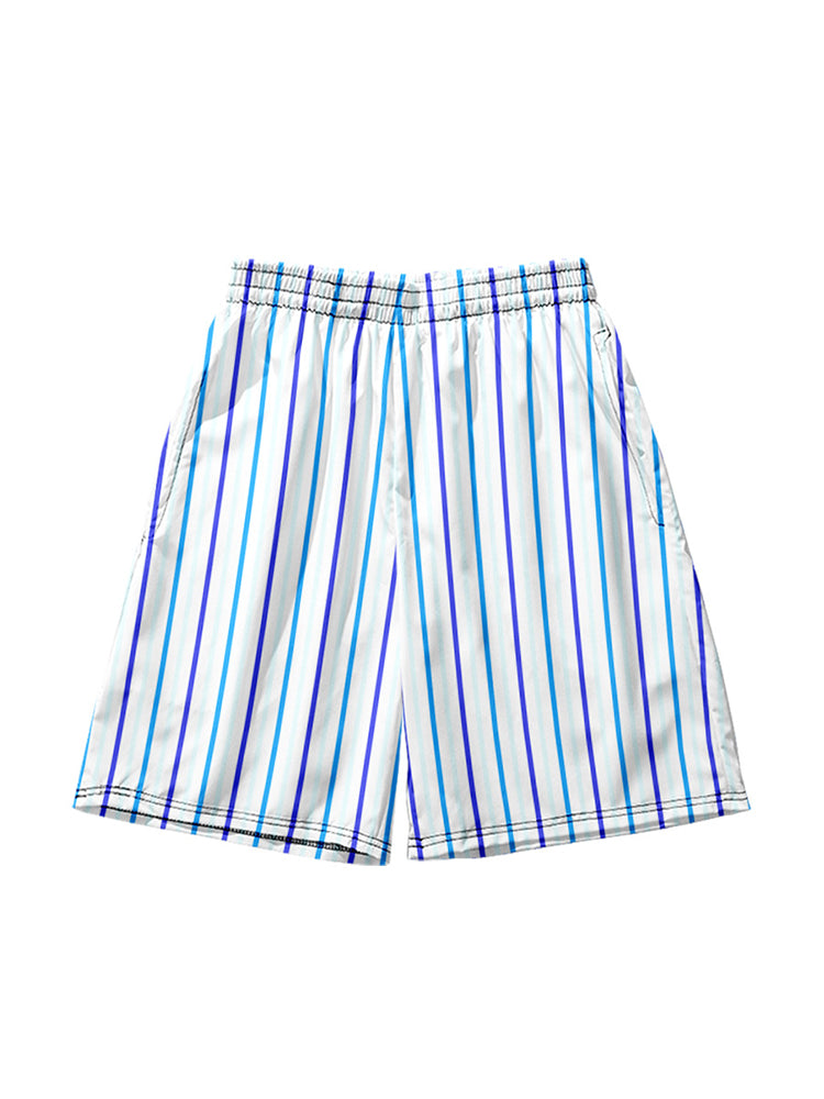 Mens Colorful Stripe Printing Breathable Beach Shorts