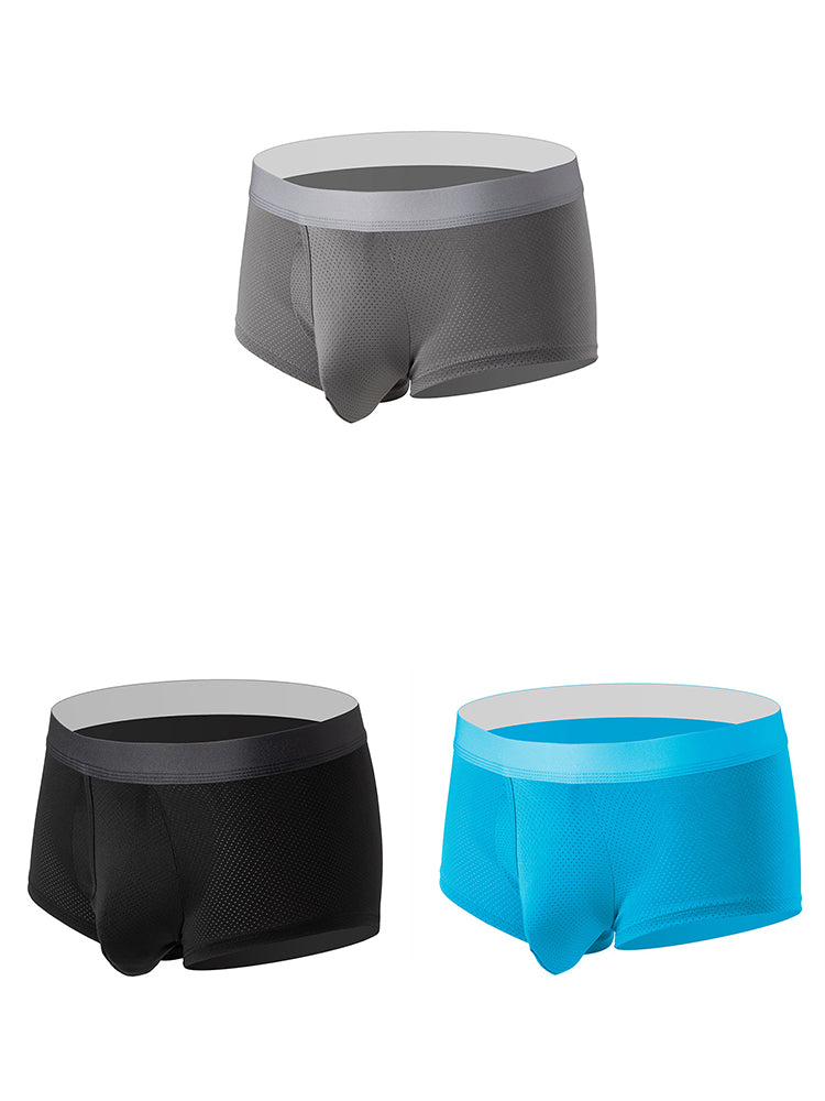 Men’s 3 Pack Fly Big Pouch Breathable Trunks