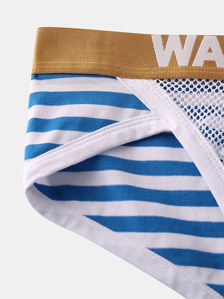 2 Pack Sexy Mens Striped Cotton U Shaped Pouch Briefs