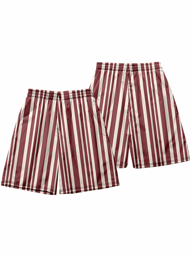 Mens Novelty & Basic Stripes Quick Dry Beach Shorts