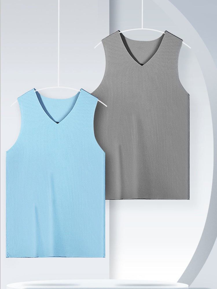 2 Pack Men’s Ice Silk Seamless Quick-dry Tanks