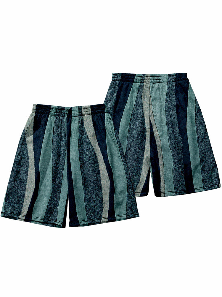 Mens Novelty & Basic Stripes Quick Dry Beach Shorts