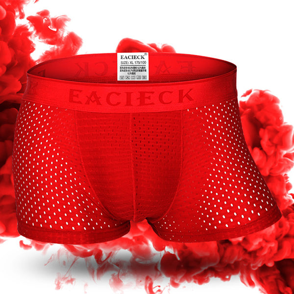 3Pcs Men's Mesh Thin Ice Silk Underwear