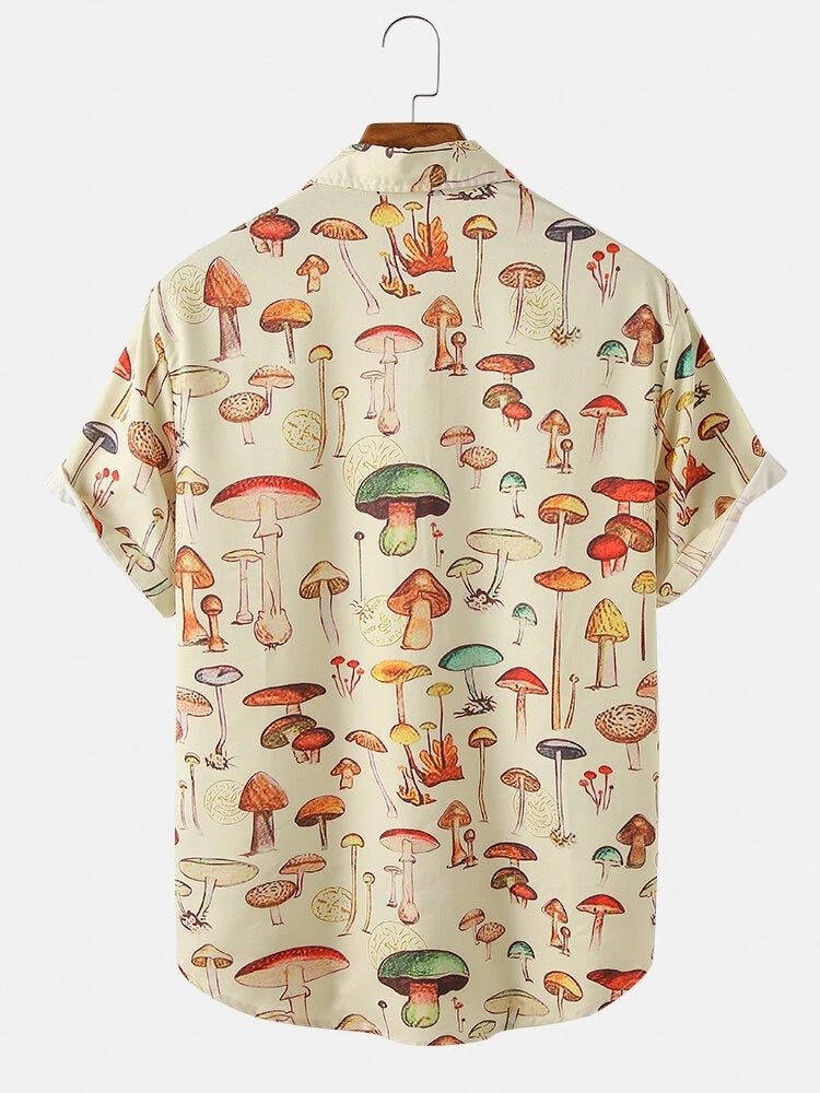 Mens Colorful Mushroom Element Print Light Shirts