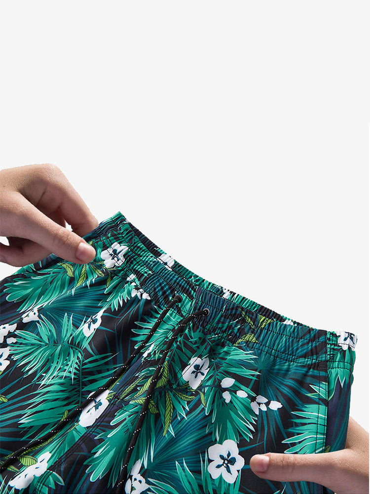 Men Quick Dry Drawstring Printed Ling Swim Trunks
