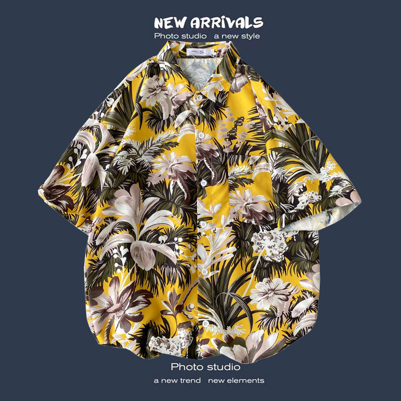 Men's Flower Short Sleeve Frontpocket Hawaiian Shirts