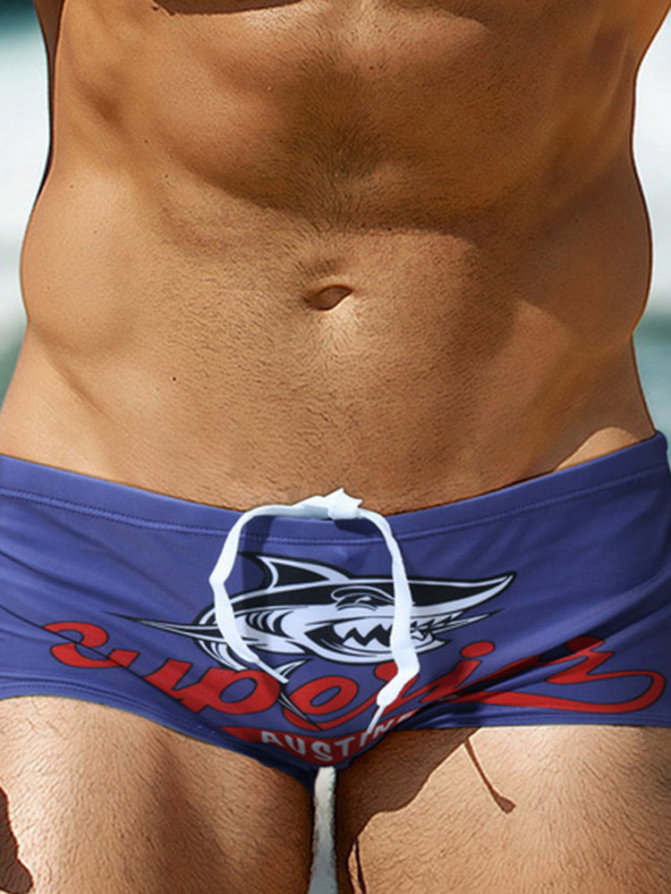 Men's Shark Printed Swimming Trunks