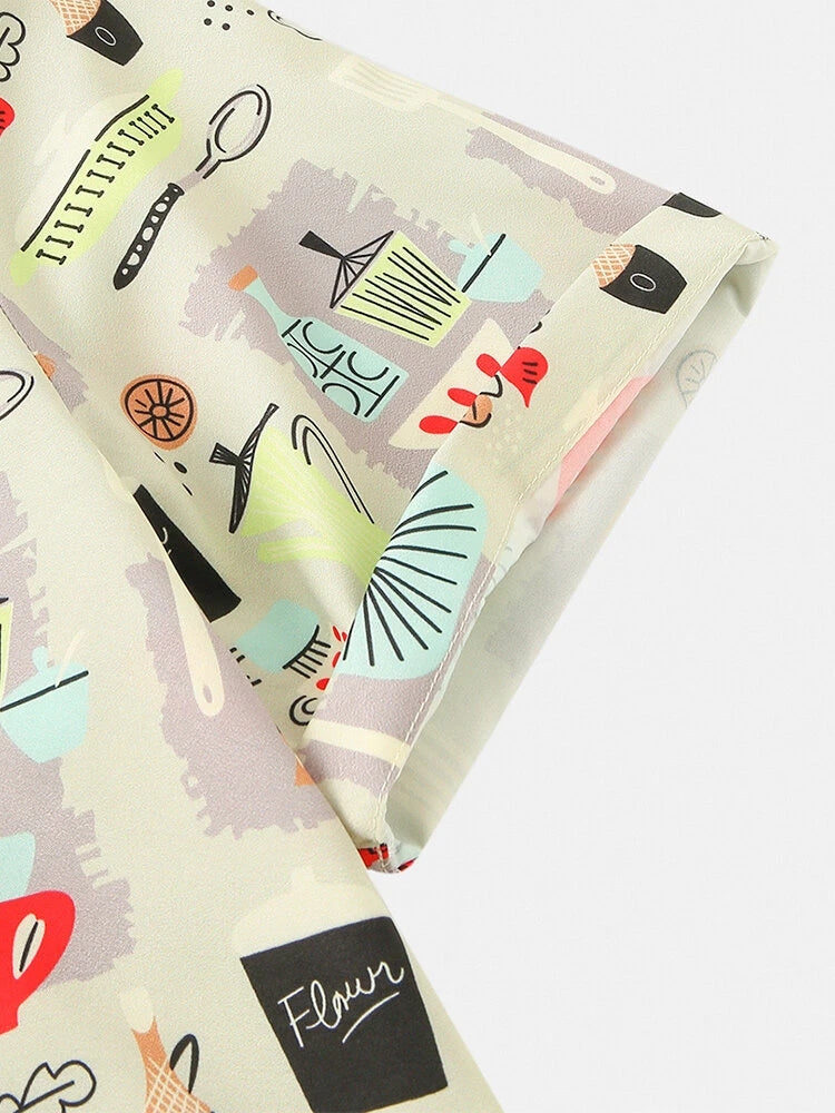 Mens Colorful Mushroom Element Print Light Shirts
