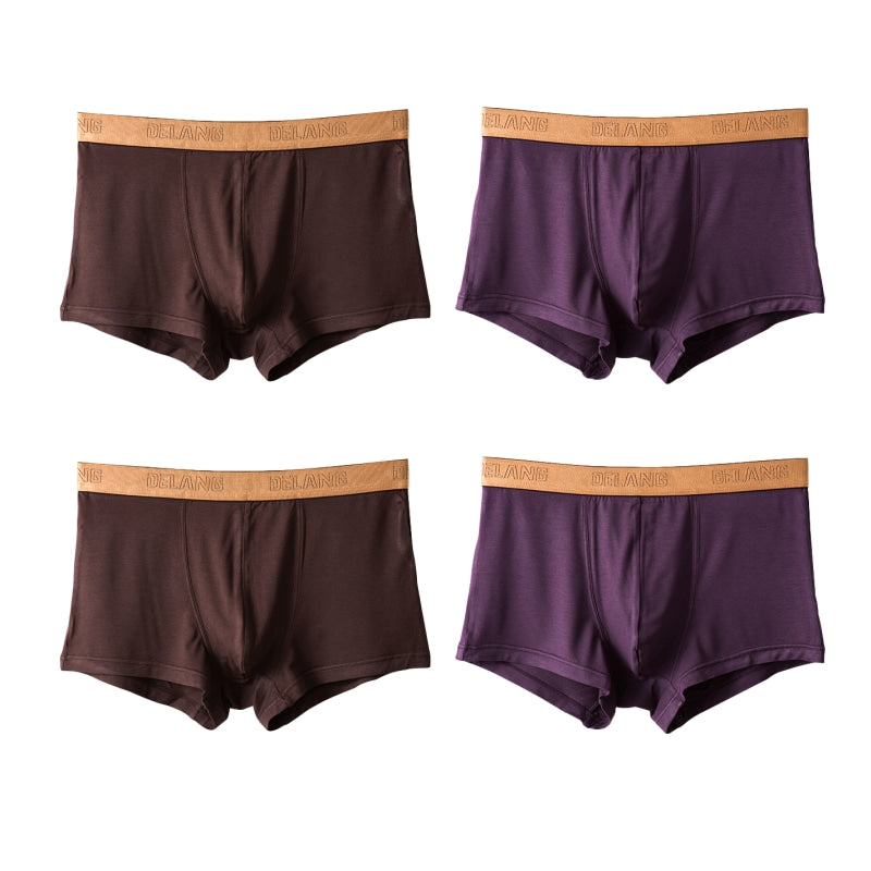 4Pcs Modal Ultra-soft Solid Mid-waist Men's Boxer Briefs