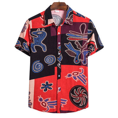 Mens Ethnic Style Ptinting Casual Shirts