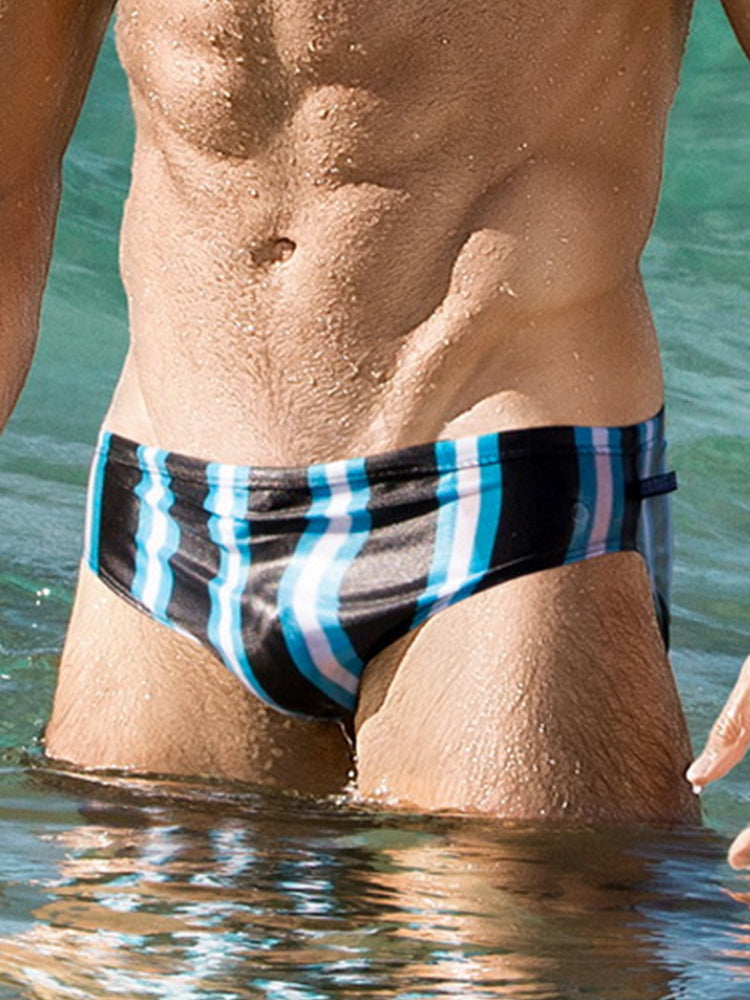 Men's Swimwear Contrast Striped Swim Briefs