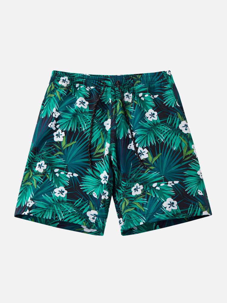 Men Quick Dry Drawstring Printed Ling Swim Trunks