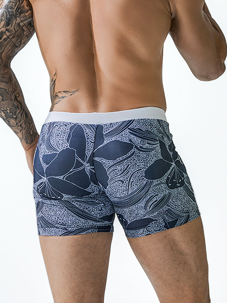 Men Sexy Floral Print Swim Trunks