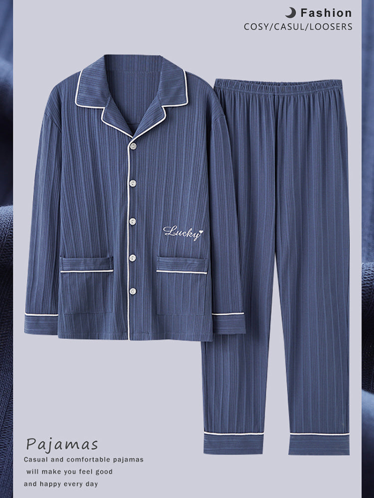 Men's Cotton Knit Classic Pajamas Set