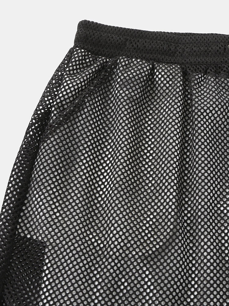 Mens Mesh Loose See Through Swim Shorts