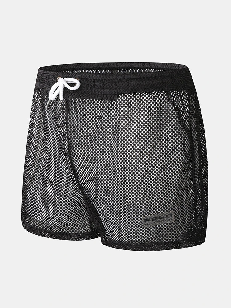Mens Mesh Loose See Through Swim Shorts