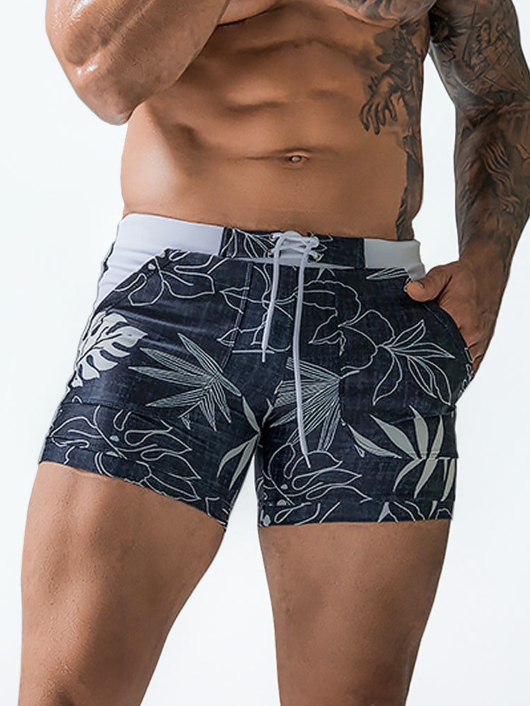 Men Sexy Floral Print Swim Trunks