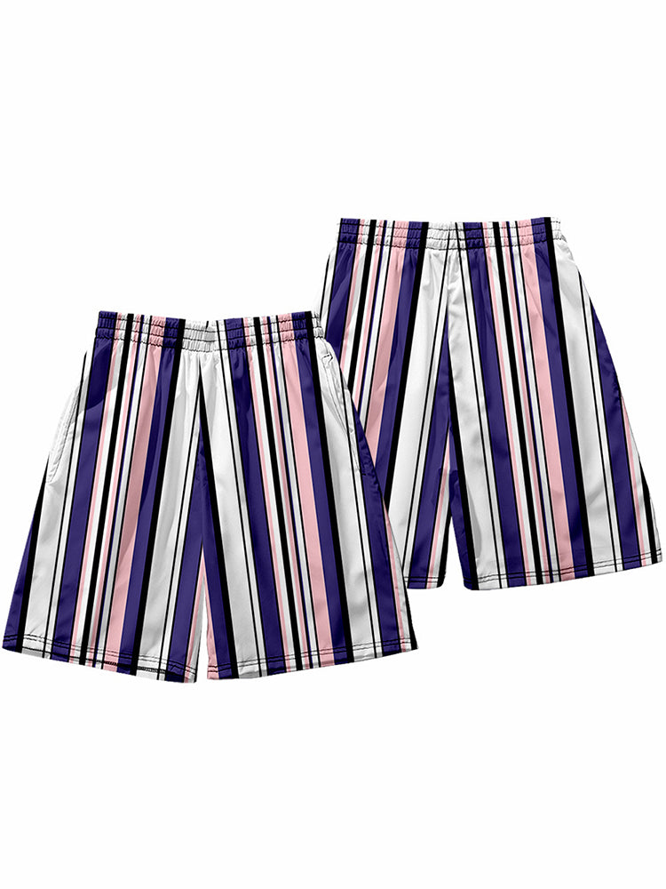 Mens Novelty & Basic Stripes Quick Dry Beach Shorts