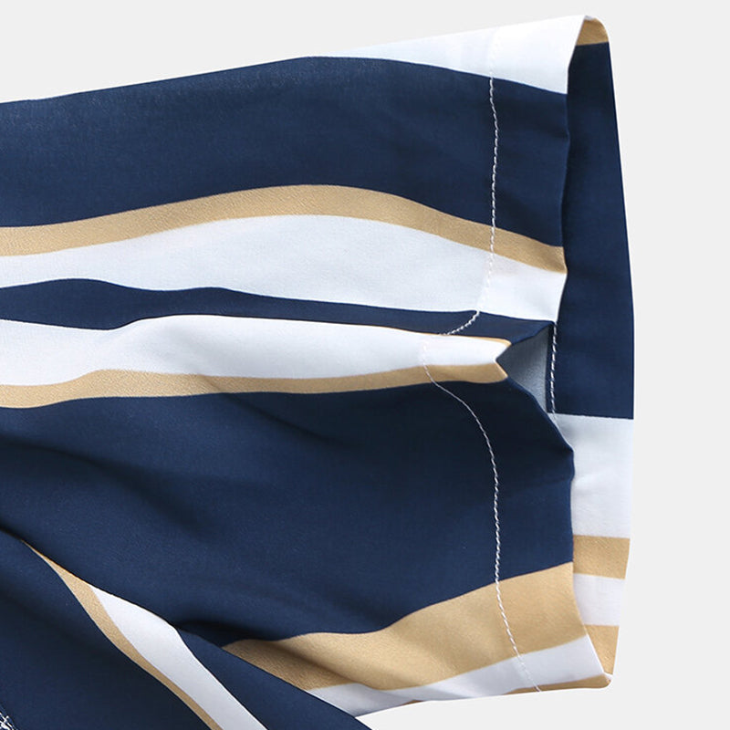 Mens Plain Color Striola Short Sleeve Shirts