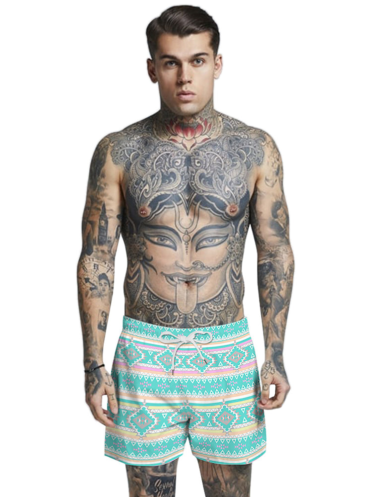 Mens Summer Printed Breathable Board Shorts