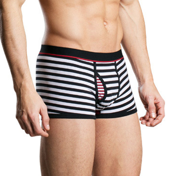 Men's Striped Cotton Sports Boxer Briefs