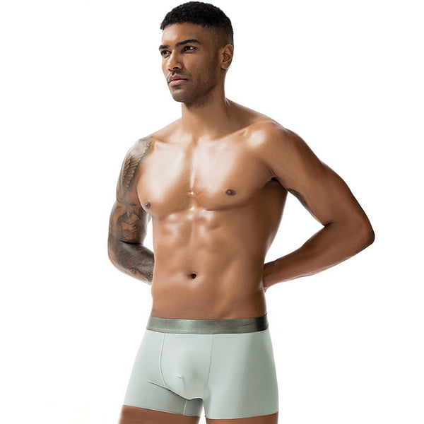 4 Pcs Seamless Ice Silk Solid Men's Boxer Briefs Set