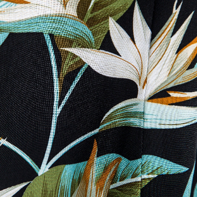 Mens Classical Oil Print Leaf Short Sleeve Shirts