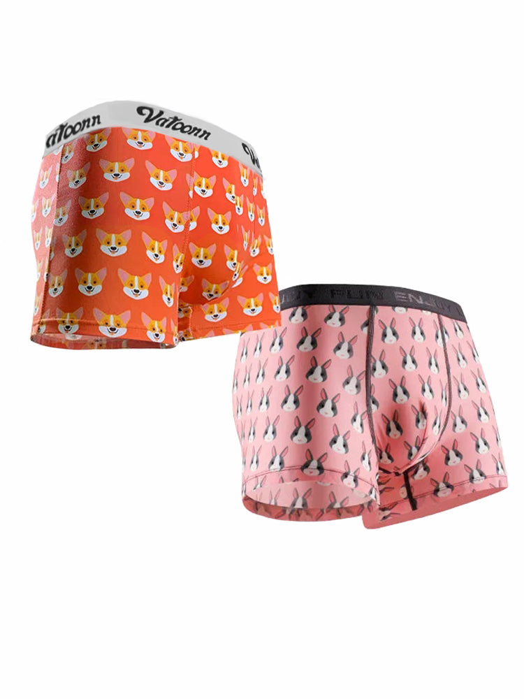 Couple 2 PCS Cotton Cartoon Breathable Underwear